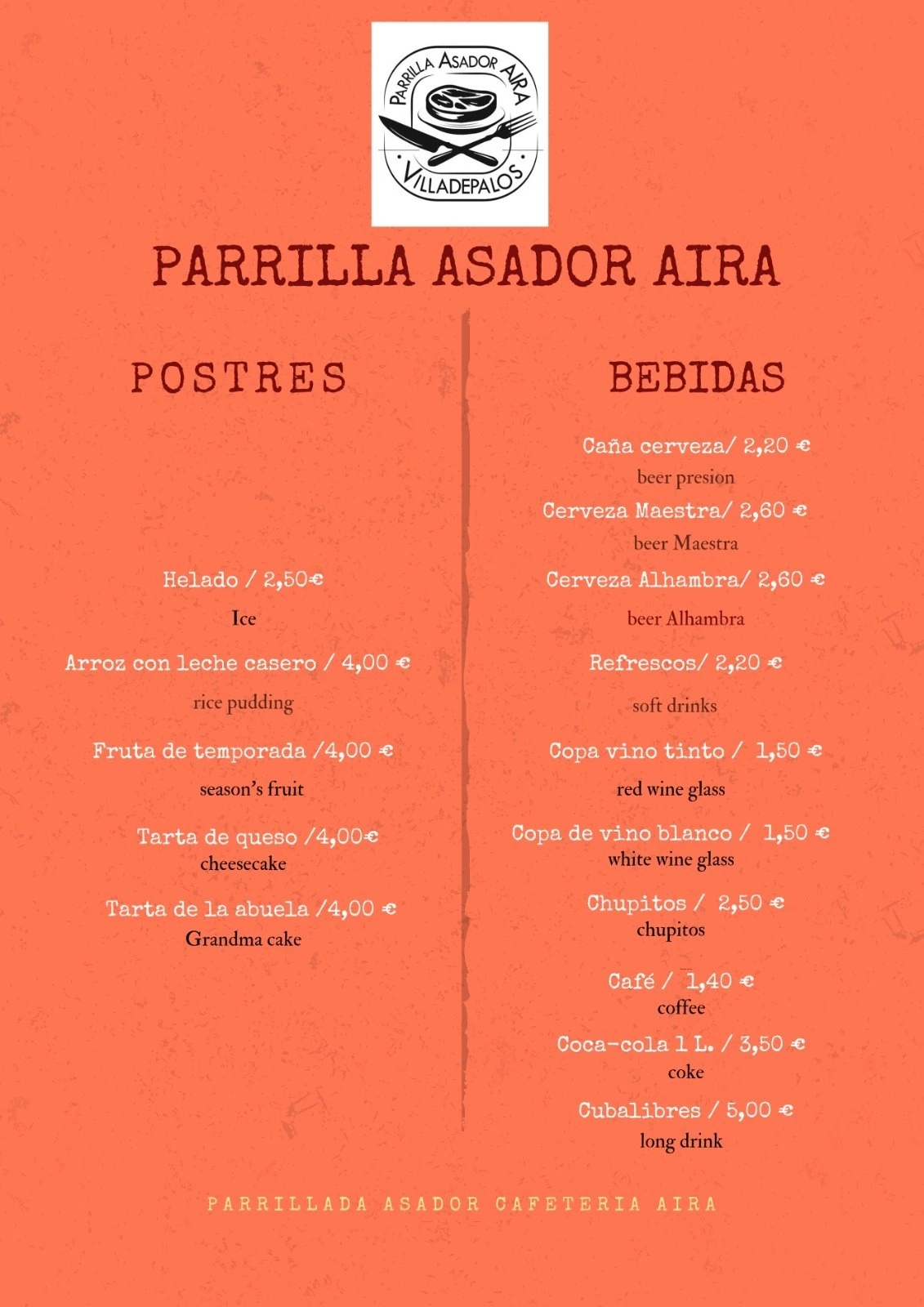 Postres y bebidas